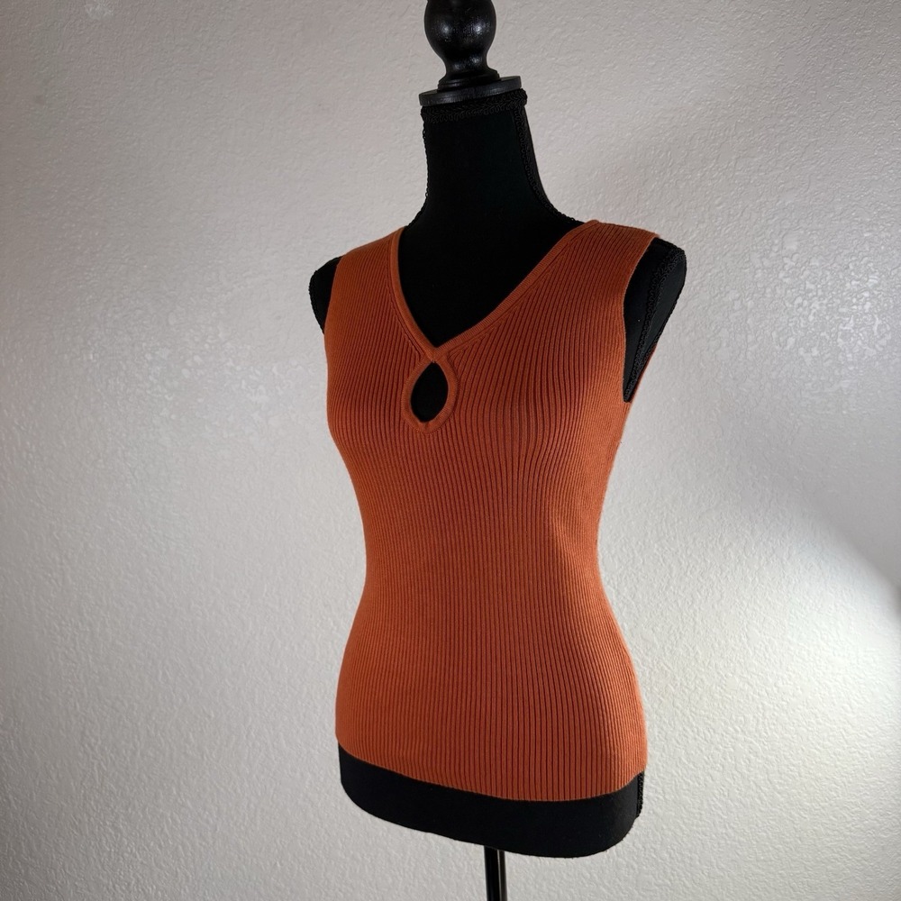New York and Company Orange Stretch Tank Top Size XS Y2K